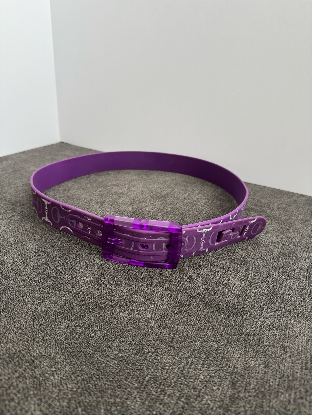 Women's Purple Patterned Jelly Belt with Transparent Buckle